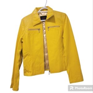 90' Vintage Real Leather Jacket in YELLOW Color- Brand New! MANY SIZES